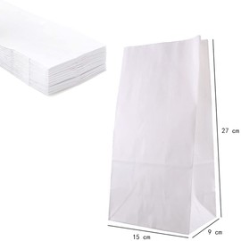 VIVIIHOO Paper Bag 50 White 15 x 27 x 9 cm Gift Bag Kraft Paper Craft DIY Bottom Bag Candy Gift Packaging Bag Holiday Birthday Party Kraft Paper