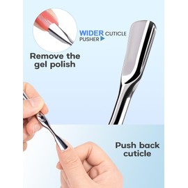 2-in-1 Cuticle Pusher and Trimmer Tool, Stainless Steel Cuticle Remover and Cuticle Cutter, Nail Care Tool for Manicures & Pedicures