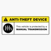 Yellow Anti-Theft Device Manual Transmission Warning Reverse Gear On Bottom