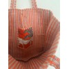 Quilted Cotton Tote Bag, Orange Tropical Safari Print, Striped Handles