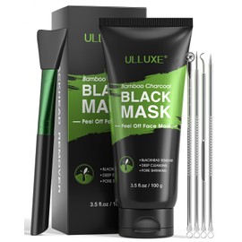 Blackhead Remover Mask Kit, Peel Off Face Mask for Women and Men, Bamboo Charcoal Black Mask for Pores Cleansing, Purifying, Facial Mask with Applicator Brush and Pimple Extractor Tools (100 g / 3.5 fl.oz )