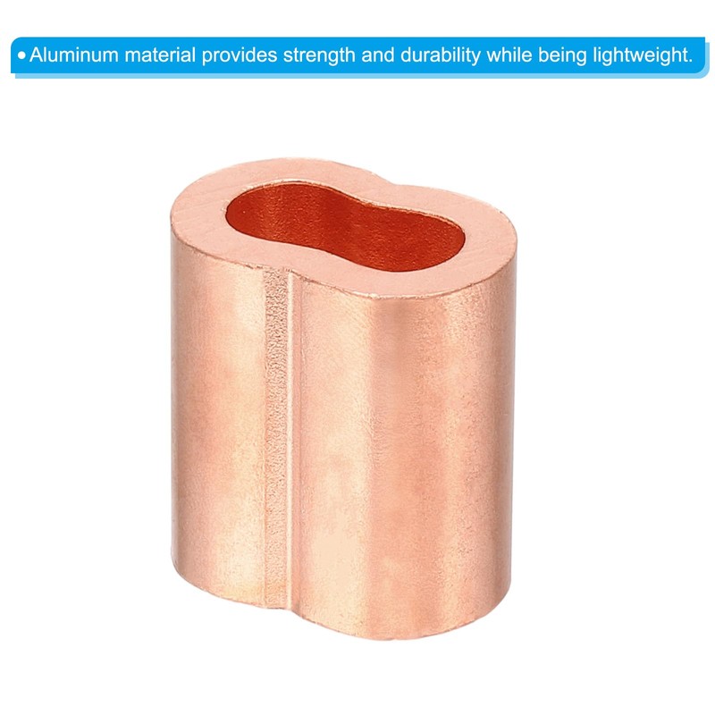 PATIKIL 5/16"/ 8mm Wire Rope Loop Sleeve, 2 Pack Copper