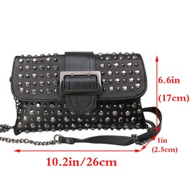 Rullar Women Ladies Punk Rivet Purse Satchel PU Leather Shoulder Crossbody Top-handle Bag Tote Handbag Black
