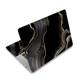 ToLuLu Laptop Skin Sticker Decal,12" 13" 13.3" 14" 15" 15.4" 15.6 inch Laptop Vinyl Skin Sticker Cover Art Protector Notebook PC (2 Wrist Pad Skins Included), Decorative Waterproof, Black Golden Marble