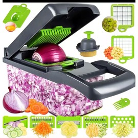 Vegetable Chopper 16-in-1, Julienne Food Cutter, Vegetable Chopping Machine, Vegetable Cutting Utensil, Kitchen Tool for Chopping Legumes, Manual Vegetable Chopper, Vegetable Chopper in Seconds.