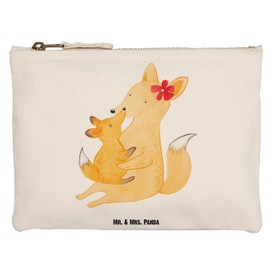 Mr. & Mrs. Panda S Makeup Bag Fox Mum & Child, White, Hand drawn