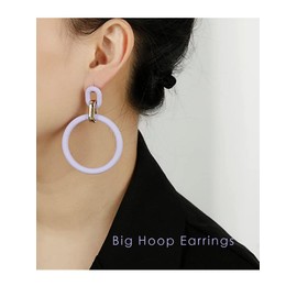 Stocking Stuffers Holiday Outfits for Women 2024 Big Hoop Earrings for Girls Hot Pink Earrings Purple Hoop Earrings Trendy Pink Hoop Earrings Summer Beach Jewelry