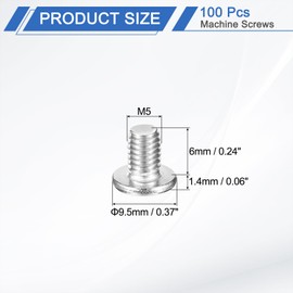 sourcing map M5-0.8 x 6mm 100Pcs Flat Round Head Screws 304 Stainless Steel Phillips Drive Machine Screws Hardware Fastener for Furniture Connection