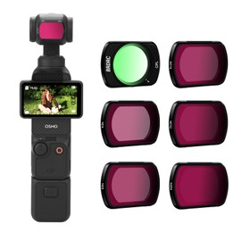BRDRC Pocket 3 ND Filters Set, 6 Pack - CPL ND4 ND8 ND16 ND32 ND64 Lens Filter for DJI Osmo Pocket 3 Creator Combo Camera Accessories - Can be Stacked