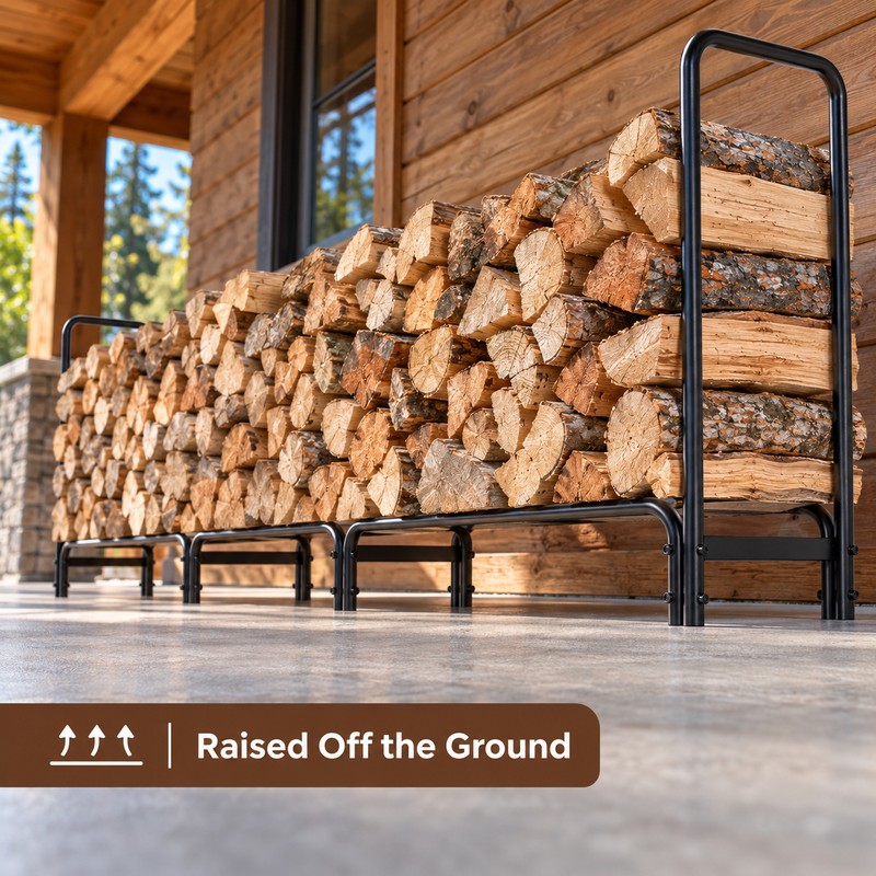 Heavy Duty Firewood Log Rack for Indoor & Outdoor Storage