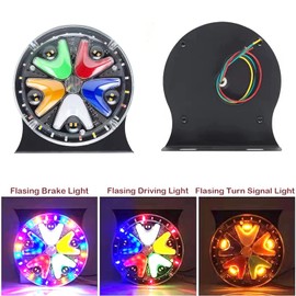 ANKIA 2Pcs 5.7 Inch 12V 24V Round Colorful Rotating Rear LED Fog Lights IP67 Waterproof Trailer Brake Tail Light Universal Strobe Warning Light Driving Light Turn Signal Lamp for Truck Trailer RV Boat