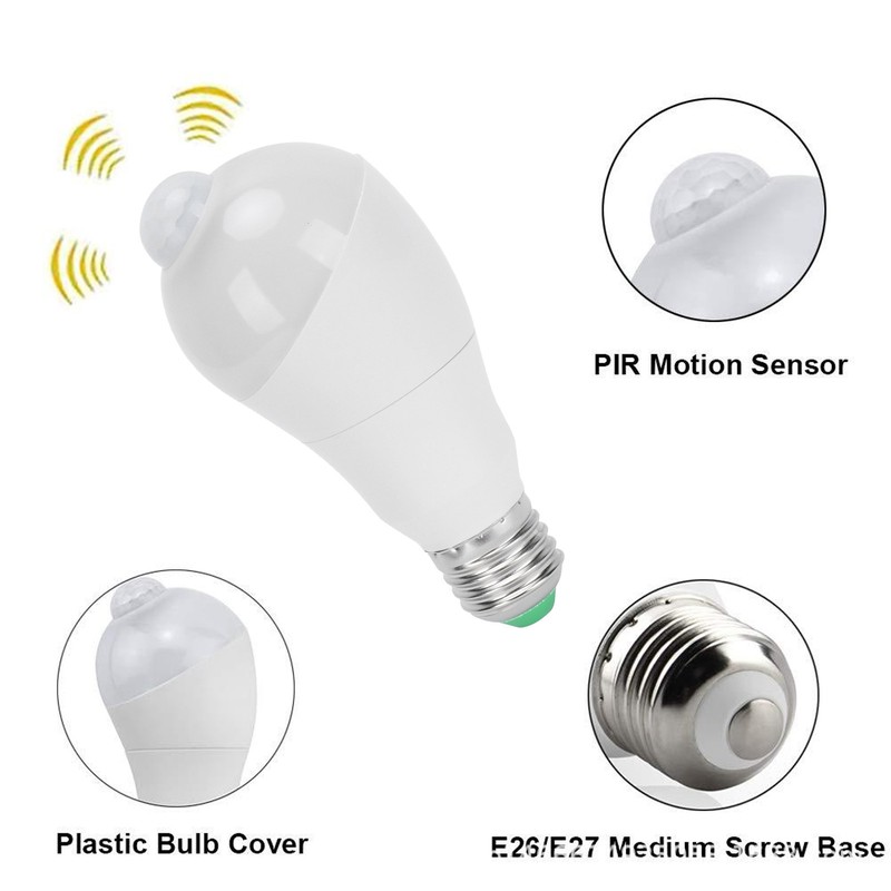 E27 Human Sensor Light Bulb 7W LED Induction Lamp for