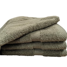 Bentley Priory Luxor Spa Towel 4 Pack of Face Flannels made from Absorbent 600 GSM Combed Cotton Multi Packs of Wash Cloths (SAGE GREEN)