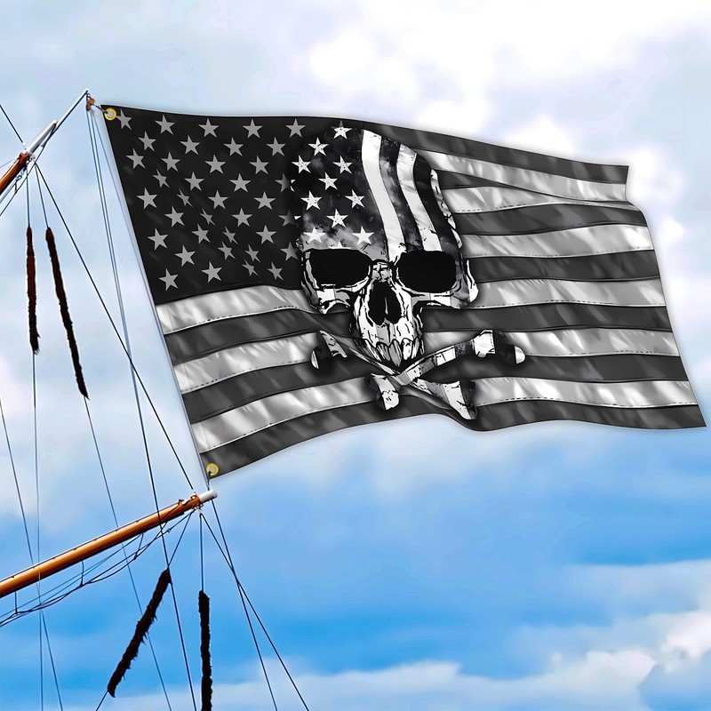 Pirate Skull Flag 3x5 Ft Funny Black & White American