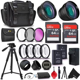 Ultimate Accessory Kit for Nikon D5500 D5300 D5200 D5100 D3300 D3200 P7800 P7700 P7100 P7000 Cameras Includes 128GB SD Memory, 52mm 2X Telephoto/Wide Angle Lens, Premium Case, Tripod, Filters + More