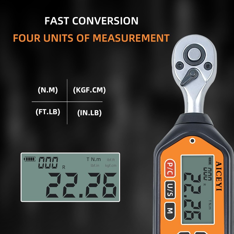 AICEYI Digital Torque Wrench, 73.7 Ft.lbs/3-100 N.m, 1/2 in Drive