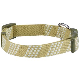 Blueberry Pet 4 Patterns Artisan Crochet Inspired Endless Squares Adjustable Dog Collar, Olive Green, Large, Neck 18"-26"