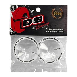 AERO DRIFT PERFORMANCE : Sloped Transparent/White Lip Aero Drift Performance Slope Transparent/White Lip 2 Pack Transparent Clear AERO DISK AERODISK AERODISK 1/10 Scale Drillage Wheel Cover ADP-ATW-BF