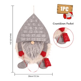 Christmas Advent Calendar Wall Hanging Felt Snowman Countdown Calendar with 24-Day Pockets Christmas Felt Advent Calendar Xmas Countdown Calendar for Christmas Decor Home Office Window Shop Gifts Gray