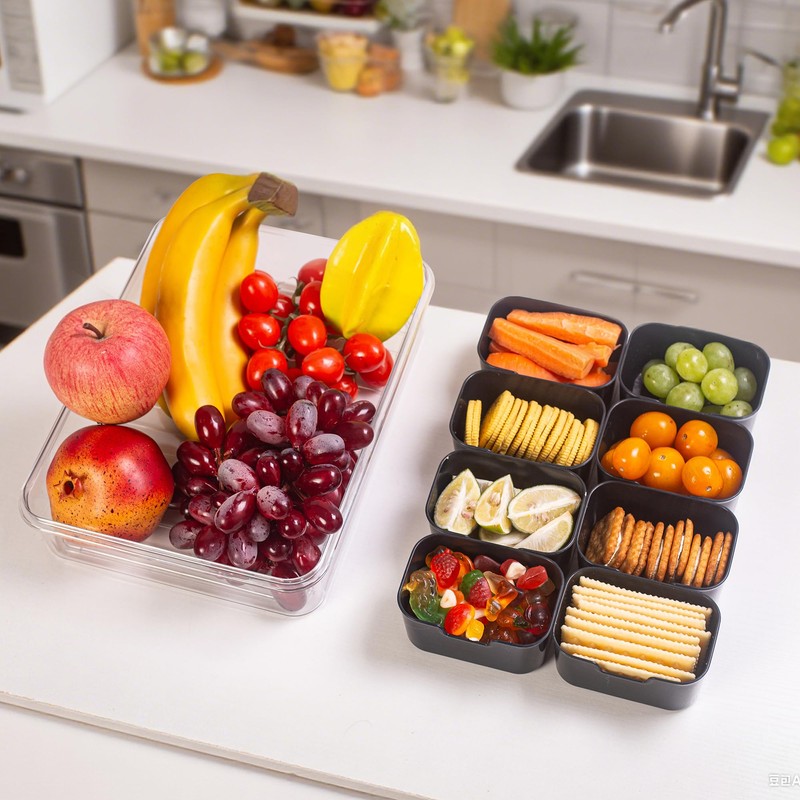Dingerjar Divided Serving Tray with Lid and Handle - Snackle
