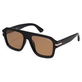 SOJOS Retro Oversized Square Polarized Sunglasses for Women Men, Vintage Aviators Shades SJ2384, Black/Brown