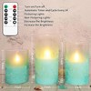 FLAVCHARM Blue Flameless Candles with Remote Aqua Glass Handmade Sandblast