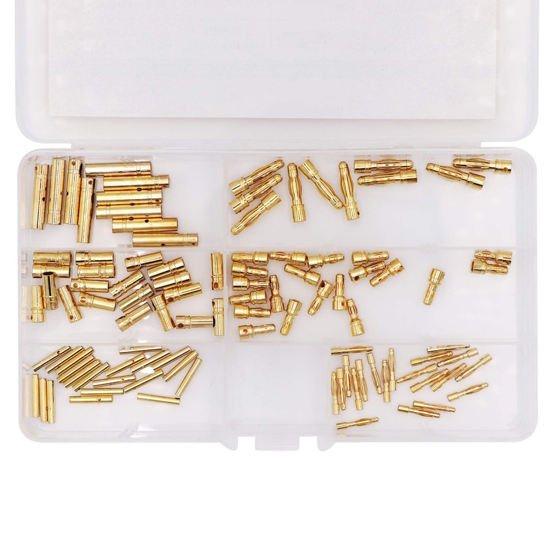 100PCS 2mm 3.5mm 4mm Female Male Gold Banana Bullet Connector
