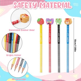 SULOLI Pack of 24 Children's Pencils with Eraser of Animals, Cartoon Pencils Set, Multicoloured Animal Pencils for Children, Students, Exams, School, Drawing, Painting, Office