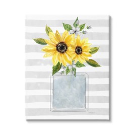 Stupell Industries Flower Blossoms Perfume Bottle Vase Casual Stripes Canvas Wall Art, Design By Carol Robinson