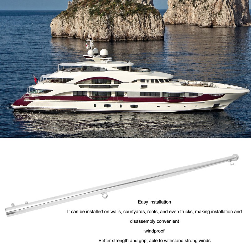 Flag Pole 610mm Stainless Steel Weather Resistant Rustproof Marine Flagpole