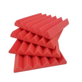 Bookishbunny 2 inch Acoustic Foam Panels Wedges Studio Sound Proofing Recording Studio 12" x 12" x 2" (24 Packs, Red)