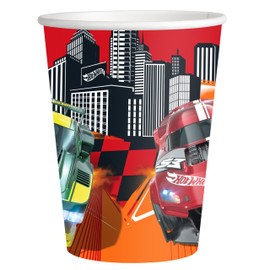 BeenSmile, Hot Wheels Disposable Paper Cups, Children's Glasses - Children's Birthday Decoration - Party Accessories - Pack of 8 - 250 ml