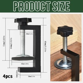 Pack of 2 C Clamp, Table Clamps, Screw Clamps, Clamping Range 10-57 mm, Screw Clamps, Carbon Steel, Universal Bracket, Carrier Clamp for Clamps & Tensioners, Woodworking, DIY