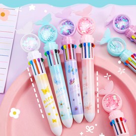 spier Pack of 4 Retractable Ballpoint Pens, 10 Colours Ballpoint Pen, Colourful Retractable Ballpoint Pen, Ballpoint Pen Multicoloured for Office School Supplies Students Children Gift