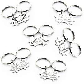 Lieblingsmensch Lieblingsmensch 2er Set Gravur Partner Schlüsselanhänger aus Edelstahl - Modell: Liebe verbindet Keyring, 12 cm, Silver (Silber)