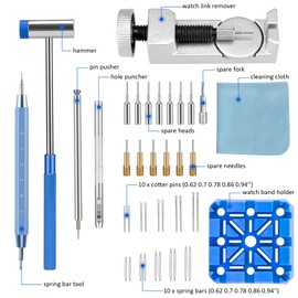 ZenBeya Watch Link Removal Kit, Watch Repair Strap Pin Remover Set for Resizing Adjuster, Spring Bar Tool, Small Hammer, Watch Band Holder, Punch Pins