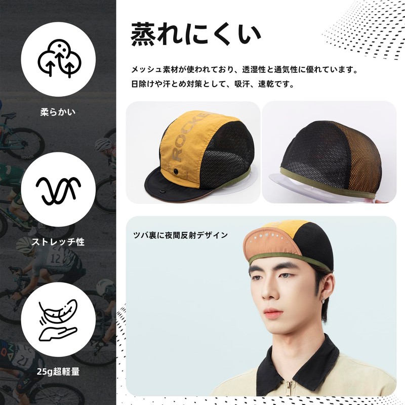 Rockbros Cycle Cap, Bicycle Hat, Summer, Mesh Cap, Breathable, Sweat
