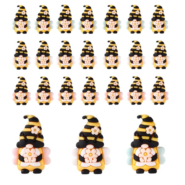 Lyreh 24pcs Mini Spring Bee Gnomes, 1.38in Spring Floral Bumble