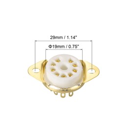 sourcing map 9 pins PCB Tube Socket Ceramics, Vacuum Tube Protect Tube Pin Socket, White Plated Suitable for 12AX7, 12AU7 Tube Pack of 5，GZC9-D-G