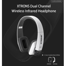 XTRONS Weiße IR Wireless Kopfhörer Dual Channel Stereo Infrarot Headsets Schnurlos Zwei Kanäle mit eingebautem IR Transmitter