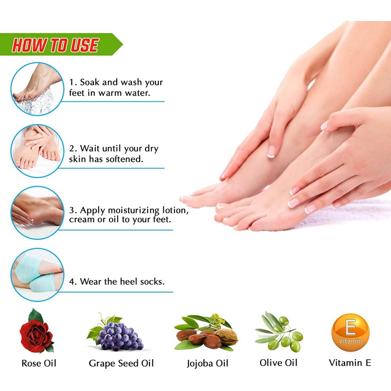 Moisturizing Socks Lotion Gel for Dry Cracked Heels 4 Pack,