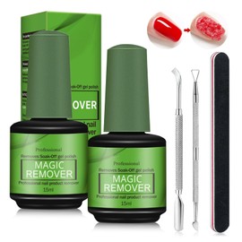 sularpek Sularpek 2 Pcs 15 ml Gel Nail Polish Remover, Gel Polish Remover, Gel Nail Remover,Nail Polish Remover with Nail File & Nail Polish Scraper, Easily & Quickly Remove Nail Polish in 3-5 Minutes