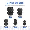 PIONFYNES 52PCS Cable Gland 3-25mm Waterproof Adjustable 1/4'', 3/8'', 1/2'',