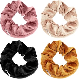 Pocket Hair Scrunchies for Women, 4pcs Scrunchie with Zipper Pocket Hidden Ponytail Hair Ties Elastic Bracelet Scrunchy Hair Accessories for Storage Keys Money Lipstick Small Items (Style 2, One size)