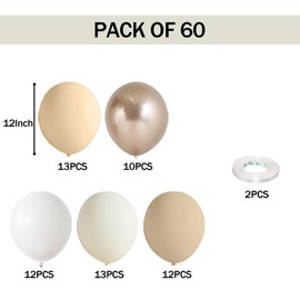 Champagne Gold and White Balloons, 60PCS Metallic Champagne Gold Cream Clear White Sand Blush Beige Transparent Party Balloons for Women Birthday Wedding Engagement Party Decorations