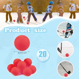 20 PCS Hockey Balls Knee Hockey Balls Foam Indoor Mini Foam Hockey Balls Mini Hockey Practice Soft Balls Colorful Soft Foam Ball Sports Assorted Colors for Mini Stick Nets Party（Red）