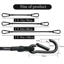 LOOGI Bungee Cords with Carabiner, 4 Set, 30 cm*2, 60 cm*4,100 cm*2 (Mixed size)
