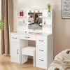 Led Lighted Vanity Set with Mirror Makeup Dressing Table 5Drawer