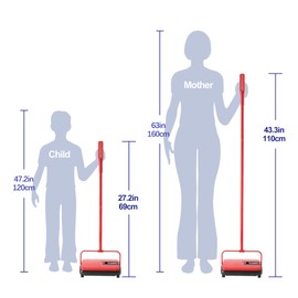 Eyliden Carpet Sweeper, Mini Size Lightweight Hand Push - No Noise, Non-Electric, Easy Manual Sweeping Only for Carpet Cleaning (Red)