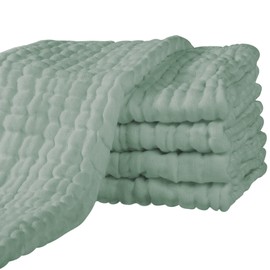 Yoofoss Muslin Nappies Burp Cloths Set of 5 65 x 65 cm Muslin Cloths 100% Cotton Fabric Nappies Absorbent Folding Nappies for Baby Boil-Proof Premium Quality Dark Green